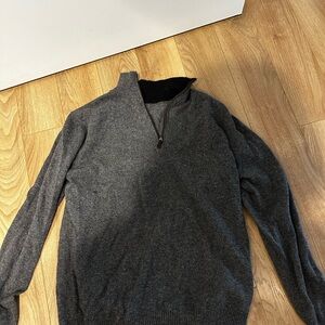 Men’s cashmere Half Zip with Leather Detail